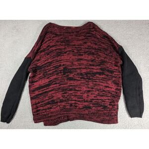 DKNY Sweater Womens Size Large Heathered Red Black Long Sleeve Knit Sweater